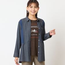 【洗える】サイドリブデニムシャツ