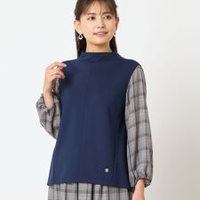 【洗える・セットアップ可能】袖グレンチェックプルオーバー