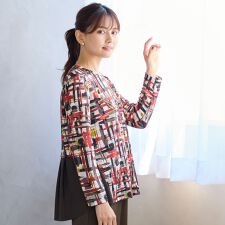 【洗える・日本製】チェック柄カットソー