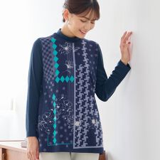 【洗える・日本製】花幾何柄カットソー