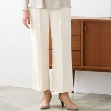 【あったか素材・洗える・日本製】ピンタック入りワイドパンツ