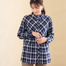 【洗える】ウール混チェックシャツ