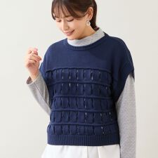 【日本製】ウール混バルキーニットベスト