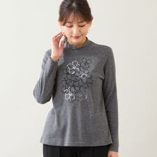 【洗える・日本製】花刺繍カットソー