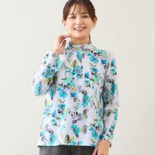 【洗える・日本製】花柄起毛カットソー