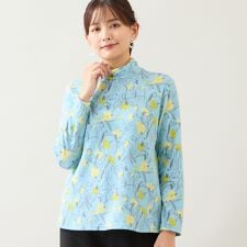 【洗える・日本製】花柄起毛カットソー