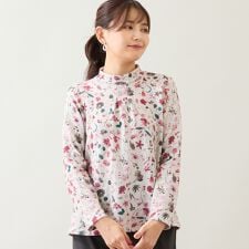 【洗える・日本製】ボタニカル柄起毛カットソー