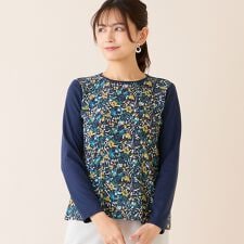 【洗える・アンサンブル可・日本製】ボタニカル柄カットソー
