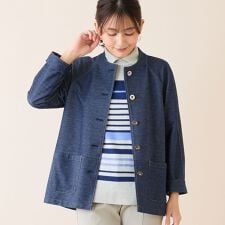 【洗える】綿混ツイルジャージージャケット