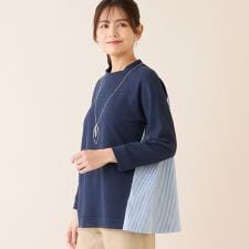 【洗える】ストライプドッキングプルオーバー
