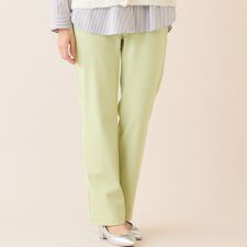 【洗える・日本製】綿混ベーシックストレートパンツ（イエロー）