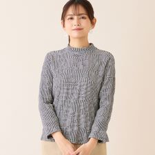 【洗える・日本製】シャーリングジャカードカットソー