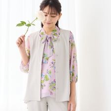 【洗える・吸水速乾・セットアップ可】ストレッチツイルノーカラージレ