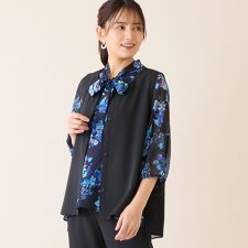 【洗える・吸水速乾・セットアップ可】ストレッチツイルノーカラージレ