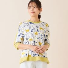 【洗える・綿100・日本製】手描きフラワーカットソー