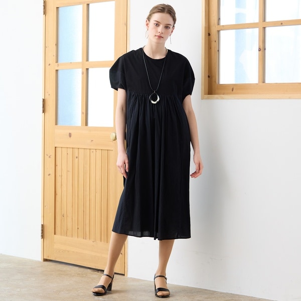 【S～Mフリーサイズ】カットソー×布帛切替ワンピース