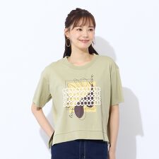 【S・Mサイズ】プリント+レースデザインTシャツ