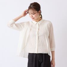【S・Mサイズ】ウォッシャブルシースルーチェックブラウス