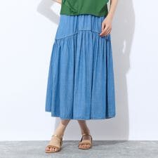 【S・Mサイズ】ウォッシャブル　デニムギャザースカート
