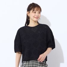 【洗える】綿レースプルオーバーブラウス