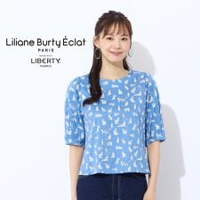 【洗える】リバティ　ねこ/フラワープリントTシャツ
