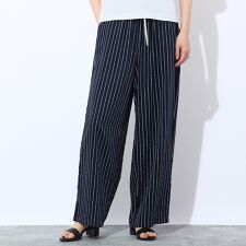【洗える】ストライプオールゴムパンツ
