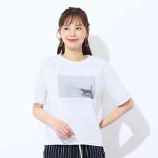 【洗える・吸水速乾】綿100％ネコプリントTシャツ