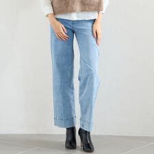 【洗える】センタープレスデニムパンツ