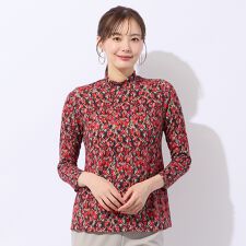 【洗える】フランス製素材起毛幾何柄Tシャツ