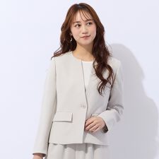 【セットアップ可】ダブルクロスノーカラージャケット