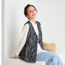 チュール重ねツイードベスト