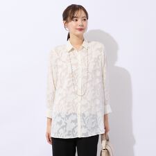 【洗える】シフォンジョーゼットカットジャカードブラウス