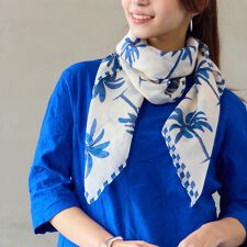 綿100％ヤシの木プリントストール