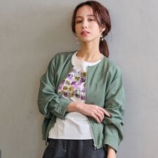 ポプリンノーカラーライトジャケット