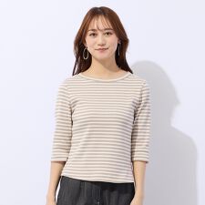 【洗える】コットンリブボーダーTシャツ