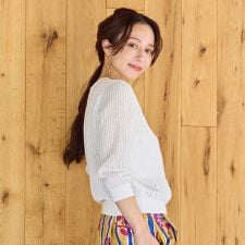 【洗える】透かし編みニットカーディガン