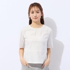 【洗える・接触冷感】綿100％ギャザー半袖Tシャツ