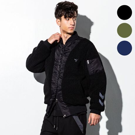 直営店・WEB限定】hummel(ヒュンメル)ボア切り替えボンバージャケット 