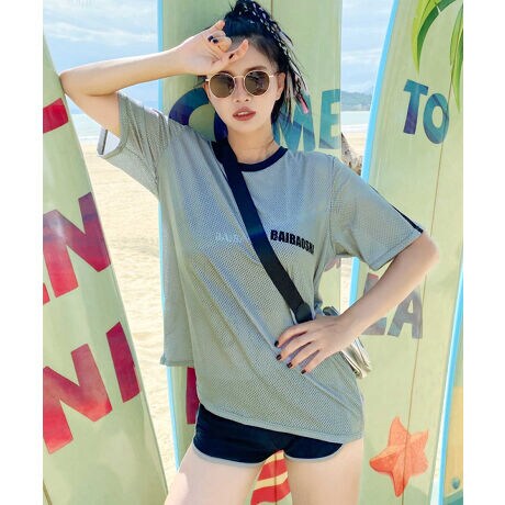 メッシュトップス付き ドロスト スポーティウェア水着 3点セット オシャレボ Osyarevo s298 ファッション通販 マルイウェブチャネル