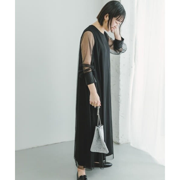 ITEMS URBANRESEARCHチュールレイヤードロングスリーブワンピース ITEMS URBANRESEARCH（アイテムズ アーバンリサーチ）の