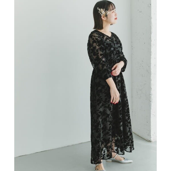 ベロアジャガードVネックワンピース　freeサイズ ITEMS URBANRESEARCH（アイテムズ アーバンリサーチ）の「ベロア