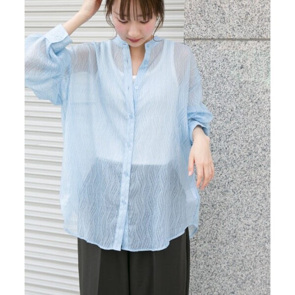 【アイテムズ アーバンリサーチ（レディース）】シアーヨウリュウバンドカラーシャツ ITEMS URBANRESEARCH 【アイテムズ アーバンリサーチ