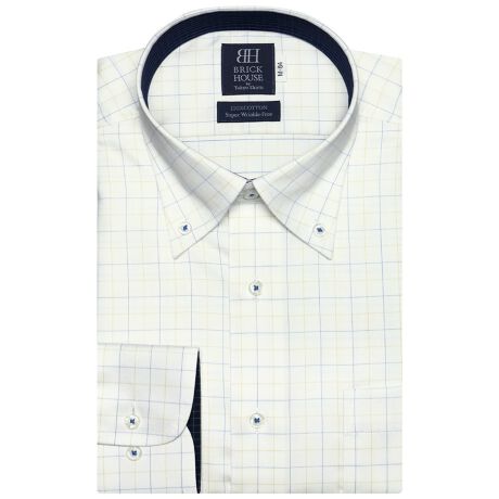 形態安定ノーアイロン ボタンダウン スーピマ綿100 白 イエロー ブルーチェック 標準体 ブリックハウス Brickhouse ファッション通販 マルイウェブチャネル