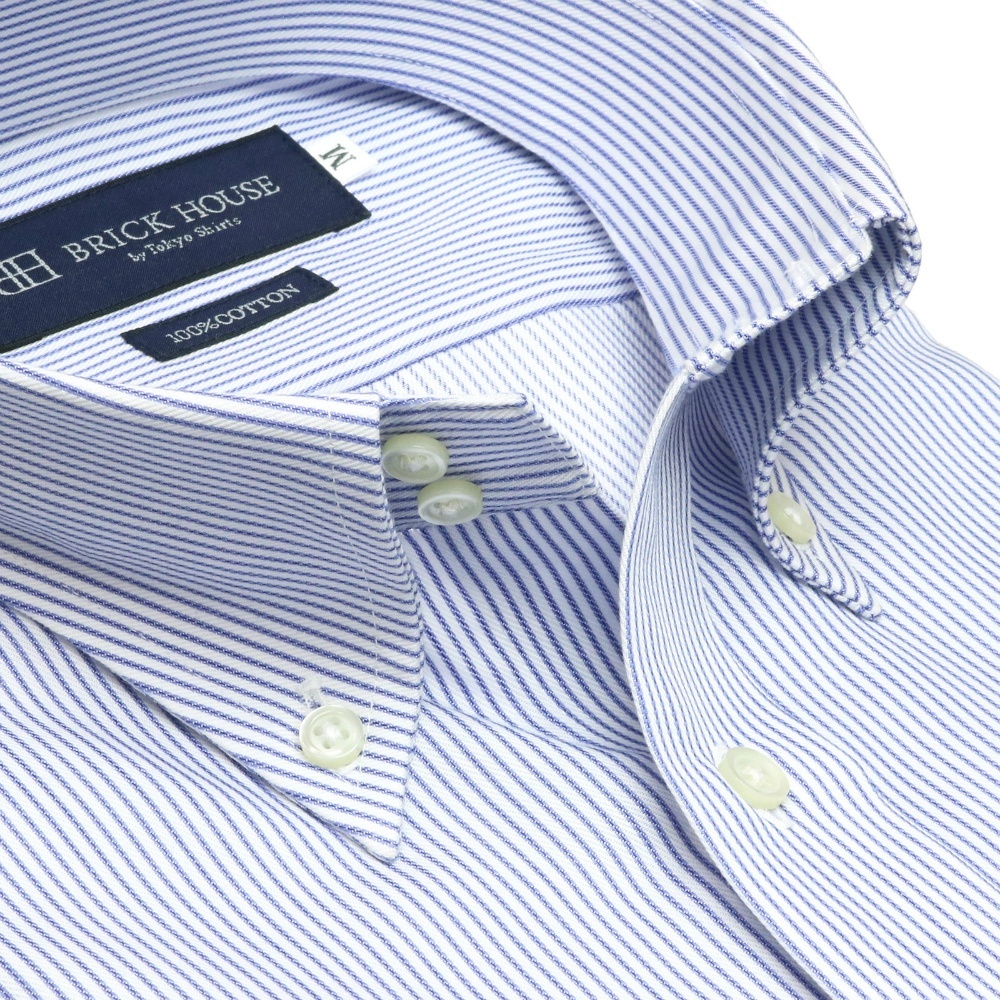 形態安定 ドゥエボットーニ ボタンダウンカラー 綿100% 半袖ワイシャツ 