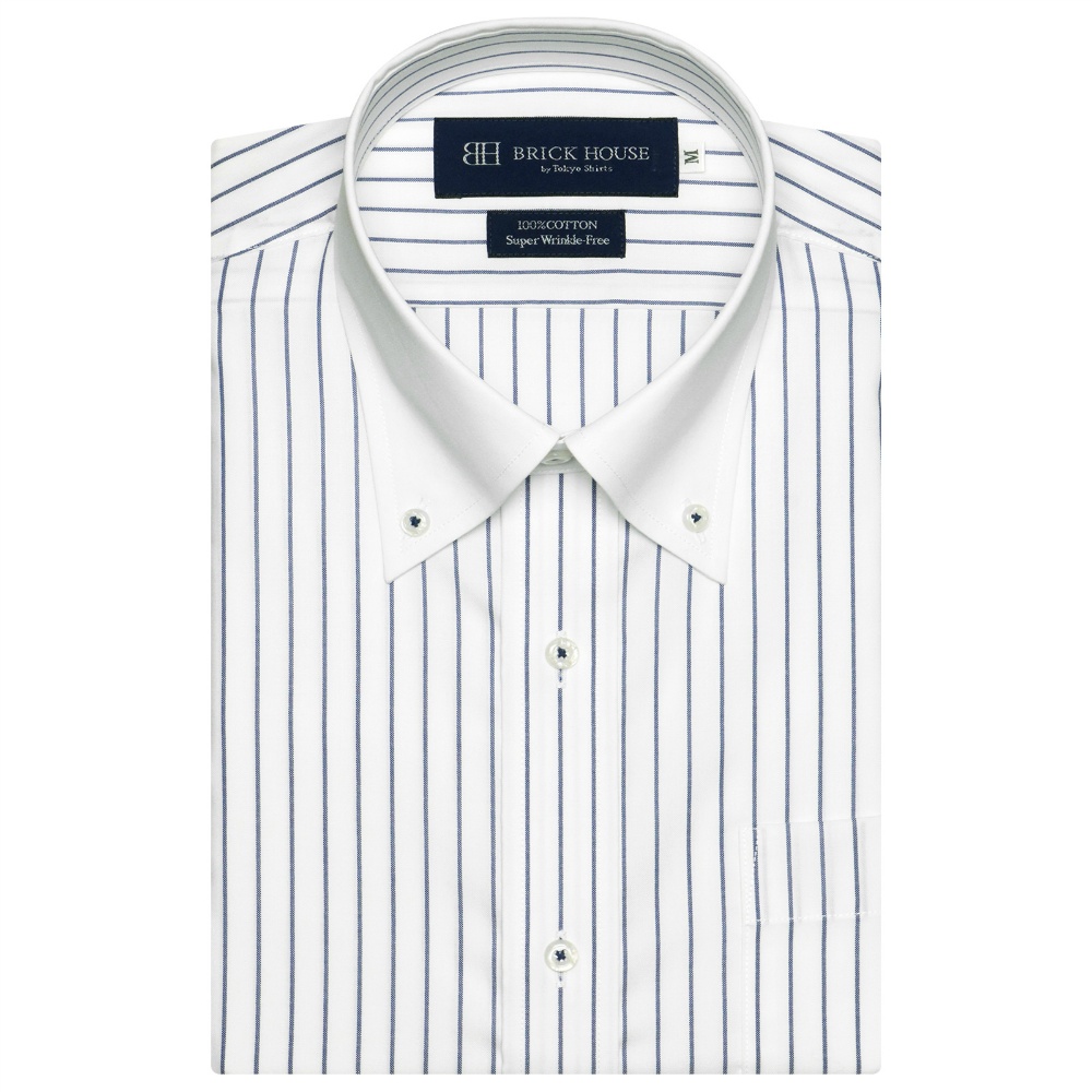 【グリーン】(M)【大きいサイズ】 形態安定 ボタンダウンカラー 綿100% 半袖ワイシャツ