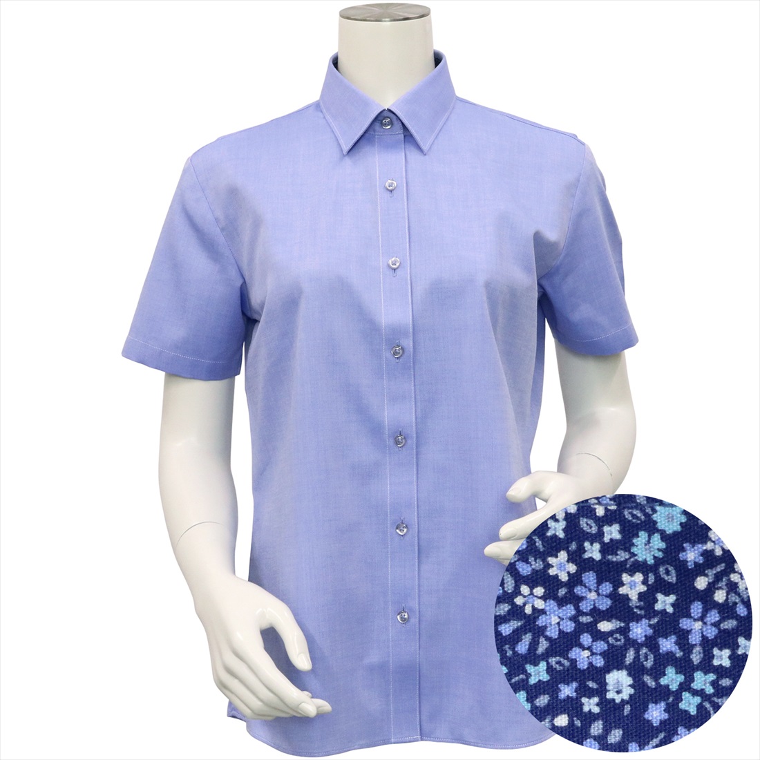 [マルイ]形態安定 レギュラー衿 半袖 レディースシャツ/ブリックハウス（BRICKHOUSE） ブルー