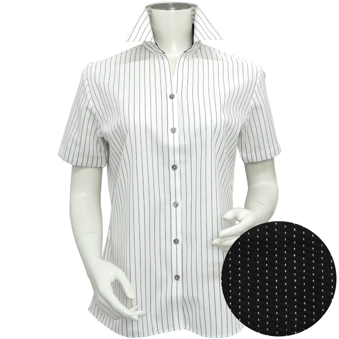 形態安定 スキッパー衿 綿100% 半袖 レディースシャツ | ブリック