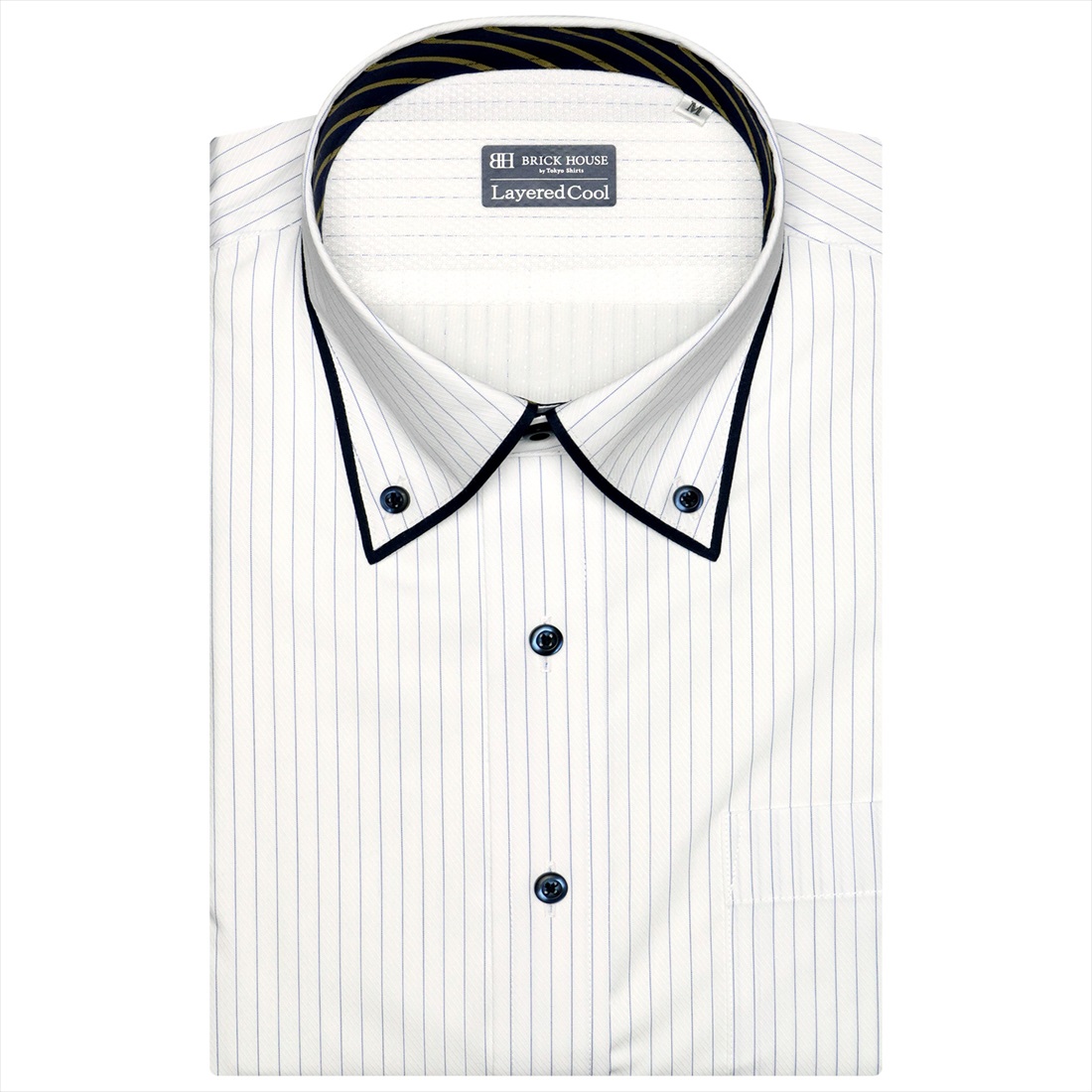 【グレー】(M)【超形態安定】 ボタンダウンカラー 半袖ワイシャツ