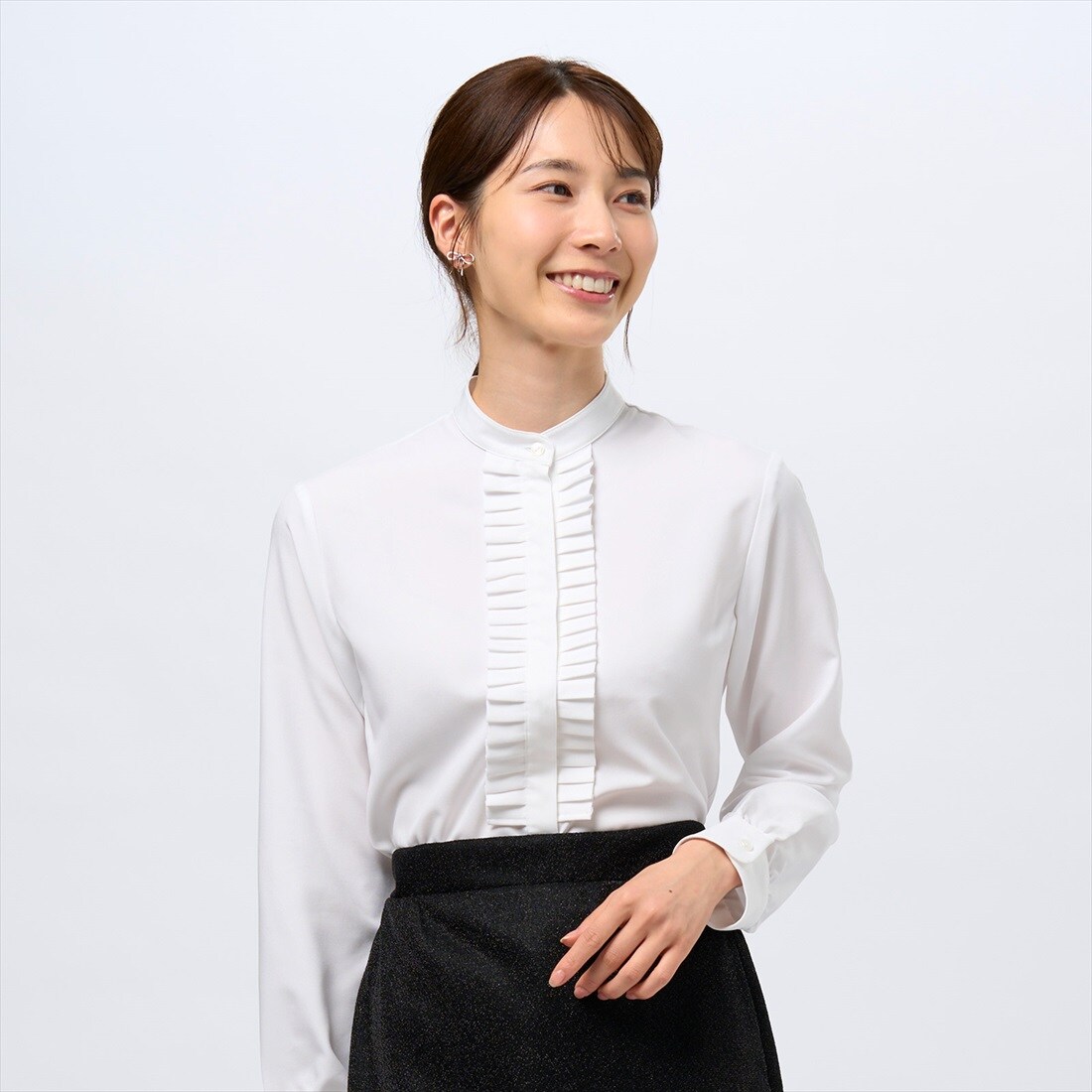 【COFREX】 Ｖネックフリル 長袖 レディースフリルシャツ COFREX】 Vネックフリル 長袖 レディースフリルシャツ(S