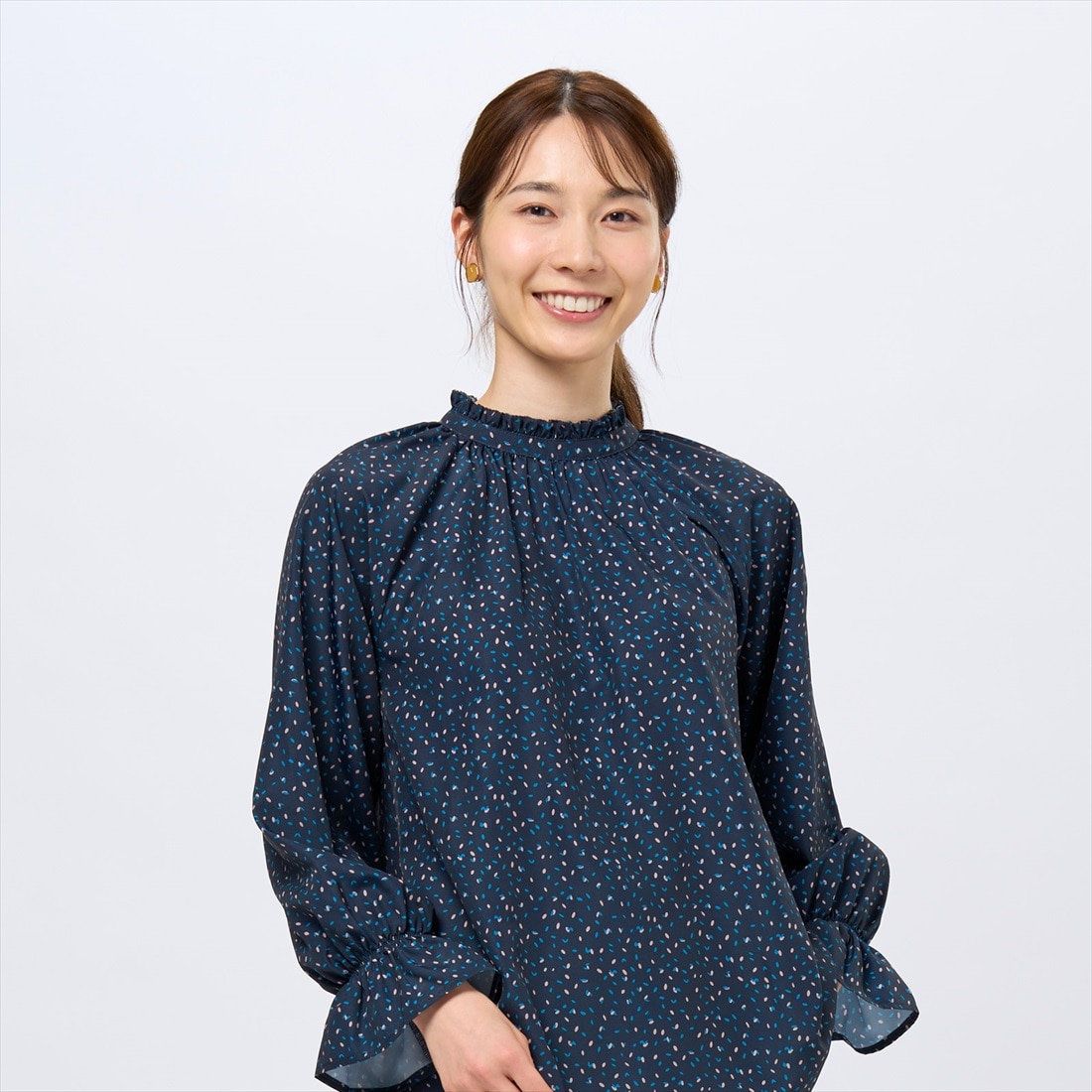 フリル衿ブラウス 長袖 レディース